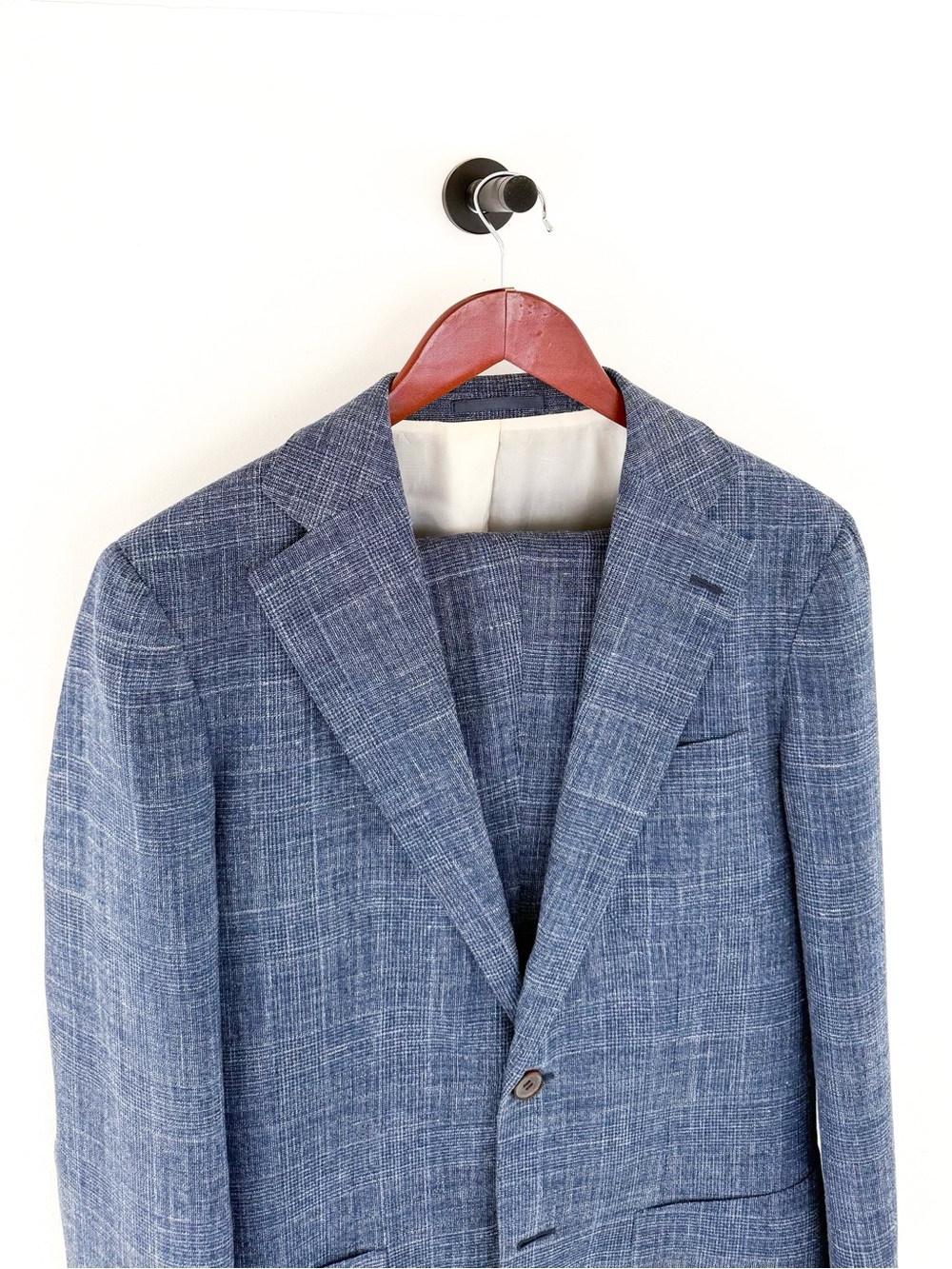 Suitsupply Hudson E. Thomas Wool Silk Linen Suit Blue Plaid Textured Weave 38R - Picture 5 of 16